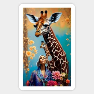 Flower Giraffe Floral Colorful Artwork Sticker